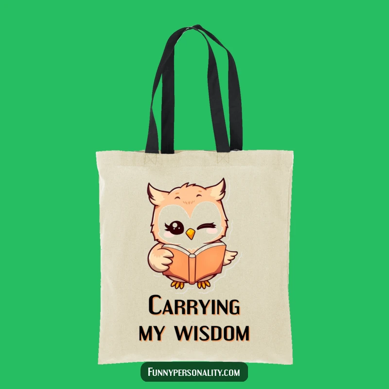 Funny Winking Owl Library Tote Bag: Hilarious Bookworm Accessory Gift